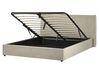 Zamatová posteľ s úložným priestorom 160 x 200 cm sivobéžová LAVAUR_870909