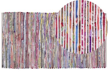 Teppich Baumwolle bunt-weiß 80 x 150 cm abstraktes Muster Kurzflor BARTIN