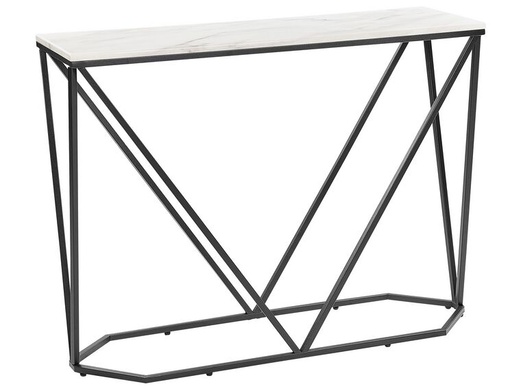 Console Table Marble Effect White with Black HAZEN_873125
