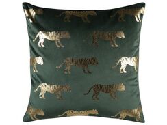 Samettityyny tiikeriprintillä 45 x 45 cm vihreä BLUEBELL