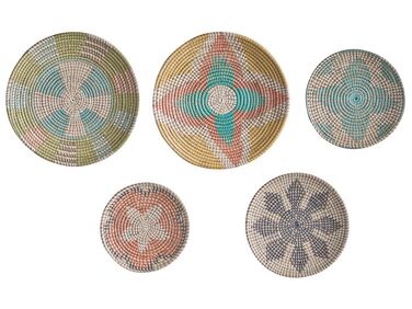 Zestaw 5 dekoracji ściennych z trawy morskiej wielokolorowy SONLA