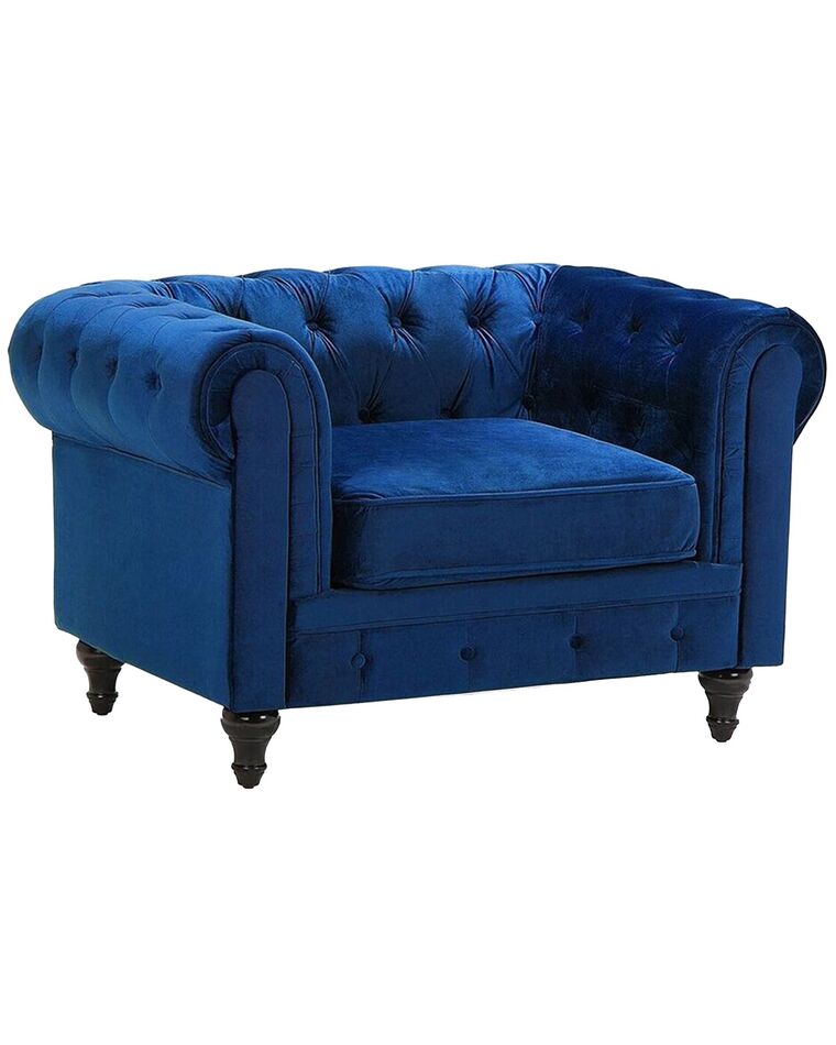 Fotel welurowy ciemnoniebieski CHESTERFIELD_711752
