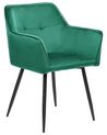 Conjunto de 2 sillas de comedor de terciopelo verde esmeralda/negro JASMIN_859418