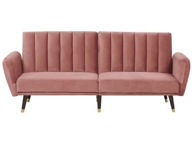 Sofa rozkładana welurowa różowa VIMMERBY