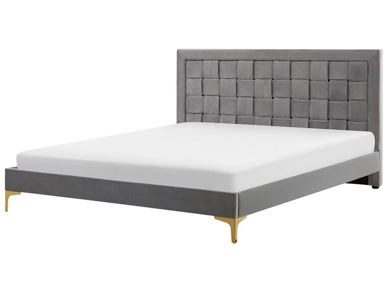 Velvet EU Super King Size Bed Grey LIMOUX_767432