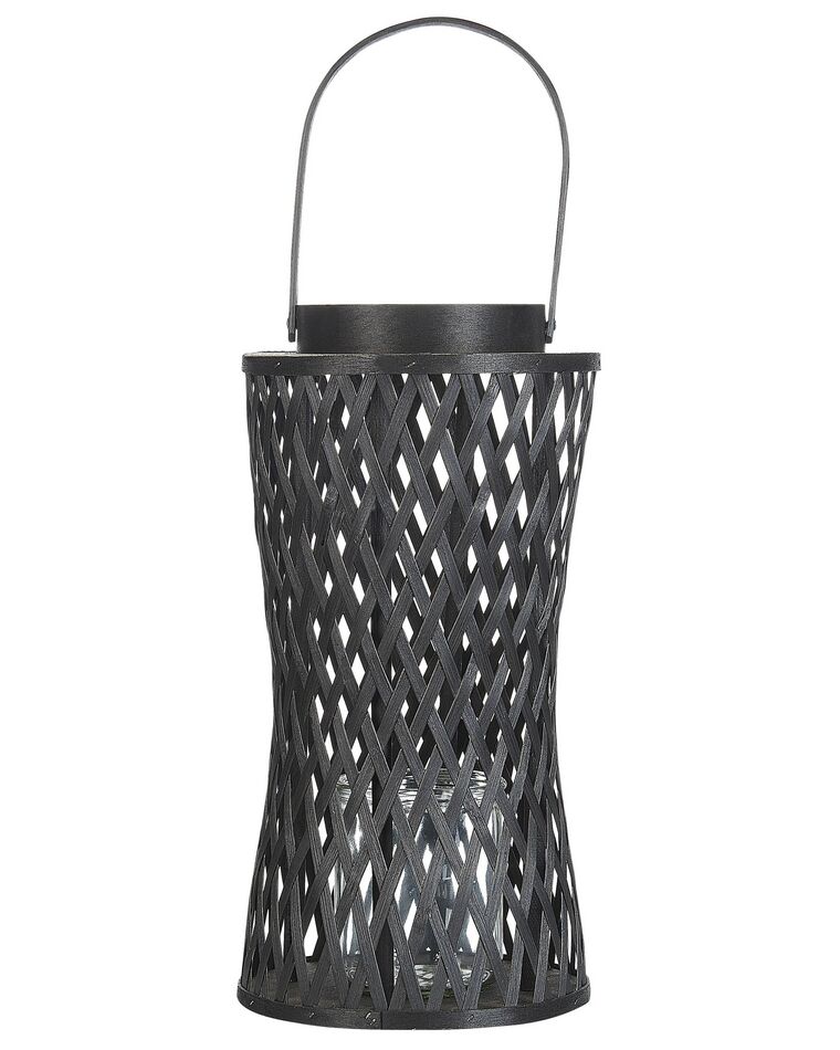 Bambusový lampáš na sviečku 38 cm čierny MACTAN_873525