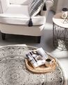 Cotton Footstool Beige with Black THONDI_756586