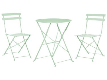 Salon de jardin bistrot table et 2 chaises en acier vert menthe FIORI