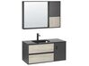 Meuble vasque avec miroir et cabinet 100 cm bois clair et noir TERUEL_821000