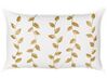 2 bawełniane poduszki dekoracyjne haftowana w liście 30 x 50 cm białe ze złotym NERIUM_892717