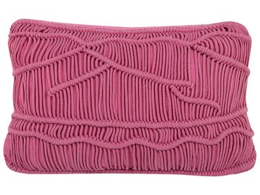 Cuscino cotone macramè rosa 30 x 50 cm KIRIS