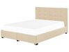Fabric EU Super King Size Bed with Storage Beige LA ROCHELLE_832943