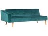 Left Hand Velvet Corner Sofa Bed Green VADSO_750089