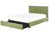 Łóżko z szufladami tapicerowane 180 x 200 cm zielone LA ROCHELLE_832984