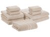 Lot de 9 serviettes de bain en coton beige ATAI_797626