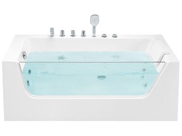 Bañera de hidromasaje esquinera de acrílico blanco/plateado derecha 170 x 80 cm PUQUIO