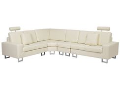 6-istuttava kulmasohva nahka oikeak. kermanvalkoinen STOCKHOLM