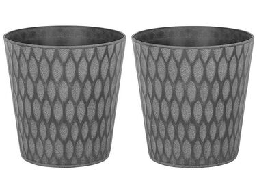 Conjunto de 2 vasos para plantas em fibra de argila cinzenta escura 36 x 36 x 36 cm LAVRIO