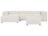Right Hand 3 Seater Modular Boucle Corner Sofa with Ottoman White APRICA_908506