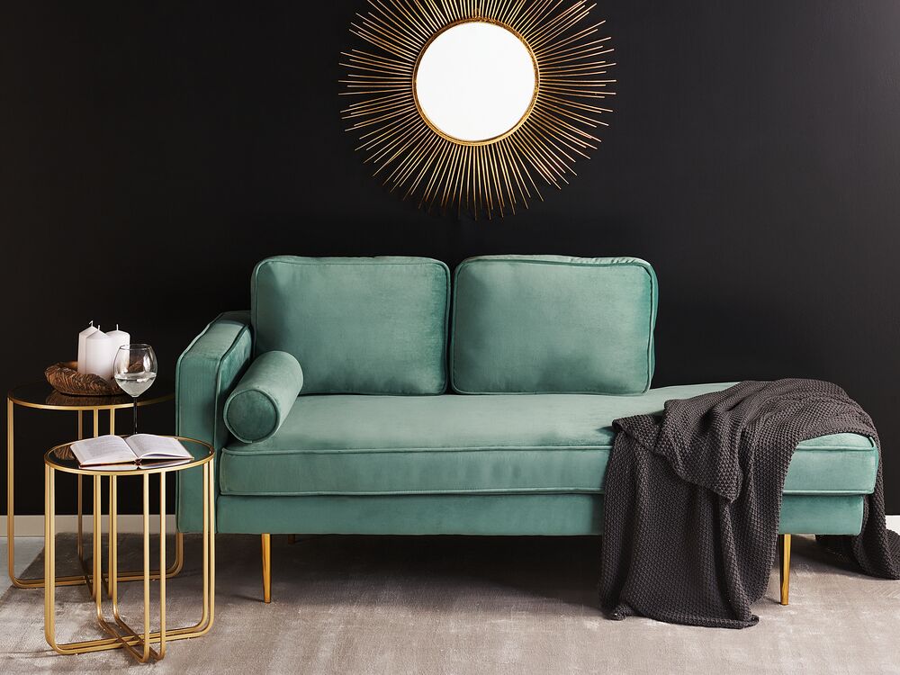 Left Hand Velvet Chaise Lounge Mint Green MIRAMAS Beliani.de