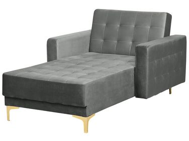 Sofá chaise-longue reclinável em veludo cinzento claro ABERDEEN