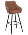 Set of 2 Fabric Bar Chairs Brown DARIEN_724407