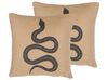 Set of 2 Cushions Snake Motif 45 x 45 cm Beige MANORA_801393