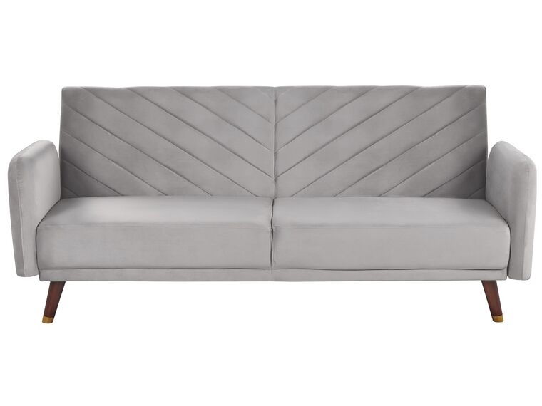 Velvet Fabric Sofa Bed Light Grey SENJA_818045