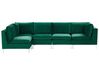 Right Hand 5 Seater Modular Velvet Corner Sofa Green EVJA_789746