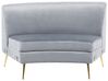 4 Seater Curved Velvet Sofa Light Grey MOSS_851304