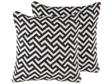 Set of 2 Cotton Cushions Geometric Pattern 45 x 45 cm Black and White SALIZAR