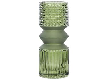 Glass Flower Vase 26 cm Olive Green VRADETO