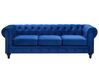 3 Seater Velvet Fabric Sofa Navy Blue CHESTERFIELD_693756