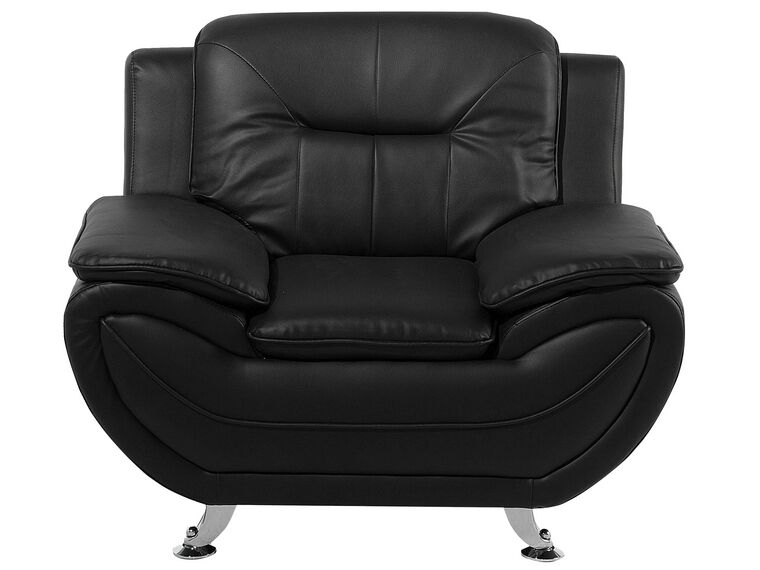 Faux Leather Living Room Set Black LEIRA Beliani.co.uk