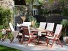 Zahradní souprava, dřevěný stůl a 6 židlí s bílými polštáři TOSCANA_786069