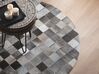 Šedý patchwork koberec z hovězí kůže ⌀ 140 cm BERGAMA_738095