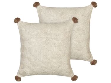Set of 2 Cotton Cushions 45 x 45 cm Beige OBERONIA