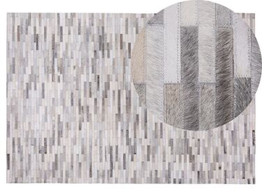 Kožený koberec 140 x 200 cm sivý AHILLI