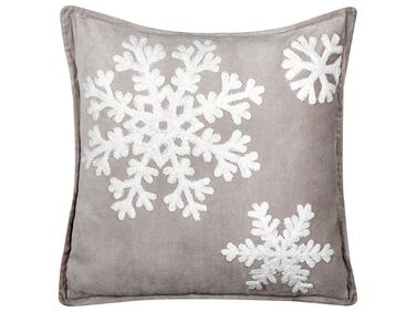 Velvet Cushion Christmas Motif 45 x 45 cm Grey MURRAYA