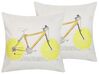 2 bawełniane poduszki dekoracyjne z motywem roweru 45 x 45 cm wielokolorowe RUSCUS_799575