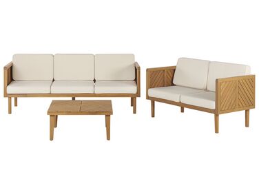  5 Seater Acacia Wood Garden Sofa Set with Coffee Table Light BARATTI