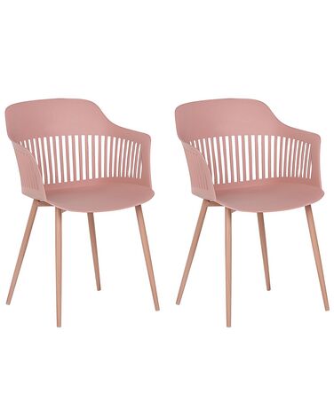 Conjunto de 2 sillas de comedor rosa/madera clara BERECA