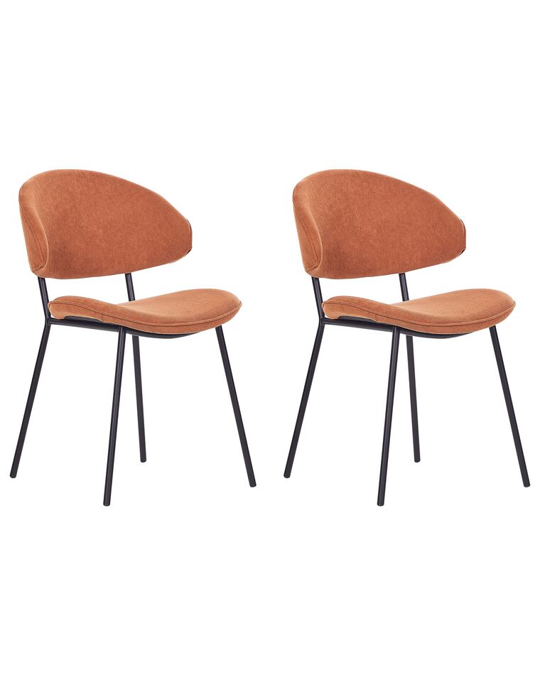 Conjunto de 2 cadeiras de jantar em tecido laranja KIANA_874310