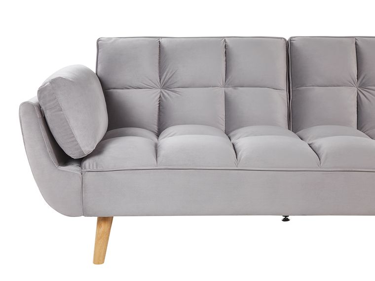 Velvet Sofa Bed Light Grey ASBY Beliani.co.uk