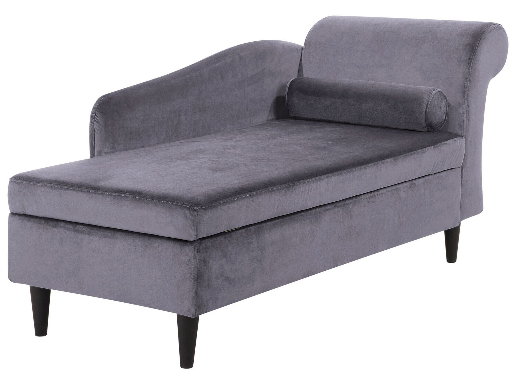 Living Room Right Hand Velvet Chaise Lounge with Storage Dark Grey Luiro