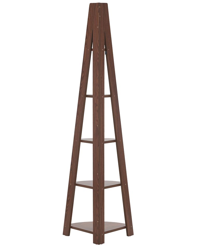 4 Tier Corner Ladder Shelf Dark Wood MOBILE SOLO Beliani.co.uk