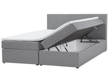 Łóżko kontynentalne z pojemnikami tapicerowane 180 x 200 cm szare SENATOR