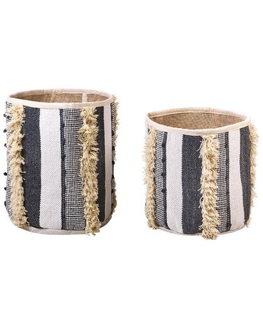 Set of 2 Cotton Baskets Beige and Grey KOTKAI