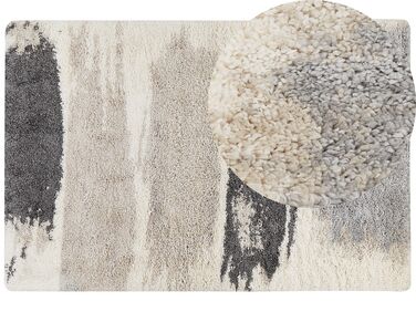 Teppich weiß / grau 200 x 300 cm abstarktes Muster Shaggy MARTUNI