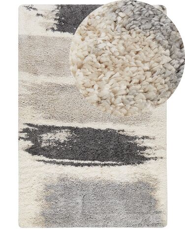 Teppich weiß / grau 200 x 300 cm abstarktes Muster Shaggy MARTUNI